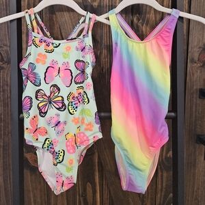 The Children's Place Butterfly and Rainbow Kids Swim One Piece